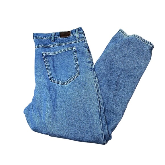 LL Bean Jeans Mens 42x32 Blue Classic Fit Fleece Lined Denim Pants Lined Winter - Picture 1 of 7